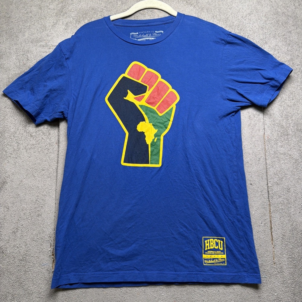 Mitchell & Ness HBCU Graphic T Shirt Blue‎ Historically Black Colleges Mens M
